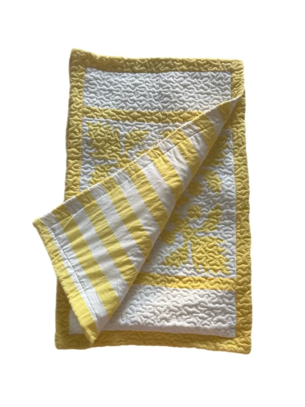 Set of 2 Carleton Varney Yellow/White Quilted King Pillowcases Coastal Grandma